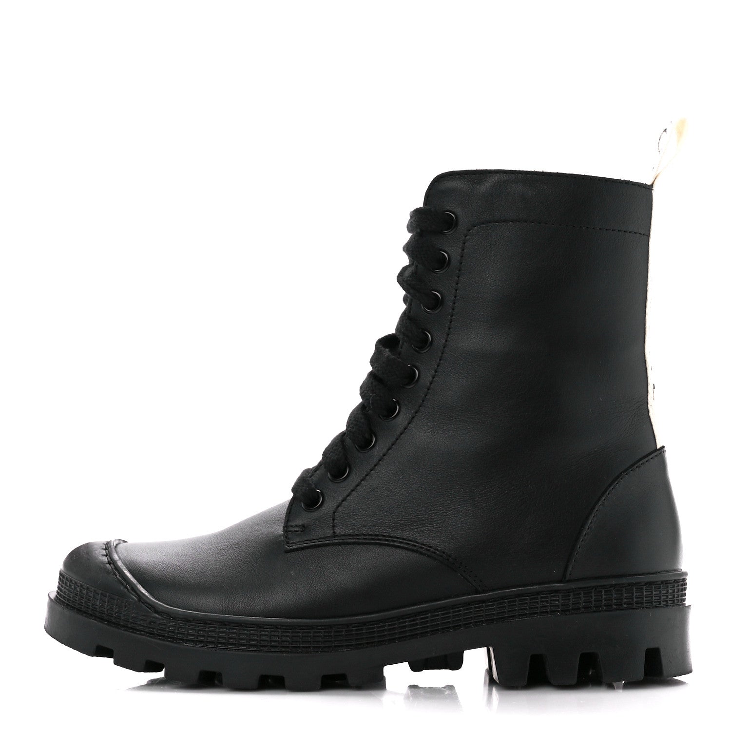 Loewe Calfskin Rubber Combat Boots 37 Black 1 of 9