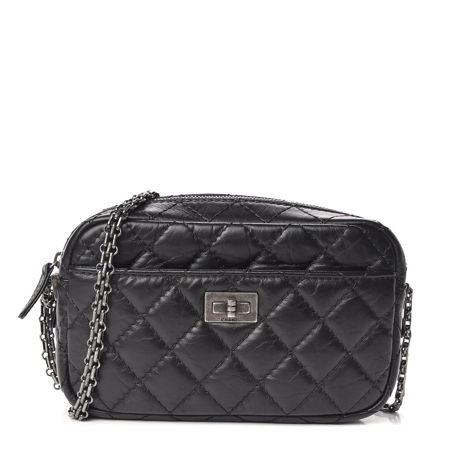 Aged Calfskin Quilted Mini Reissue Camera Case Black