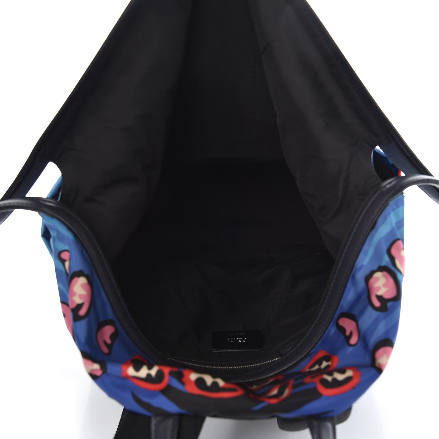 Fendi Nylon Vitello Jaguar Print Backpack Cobalto Multicolor Blue Notte 5 of 7