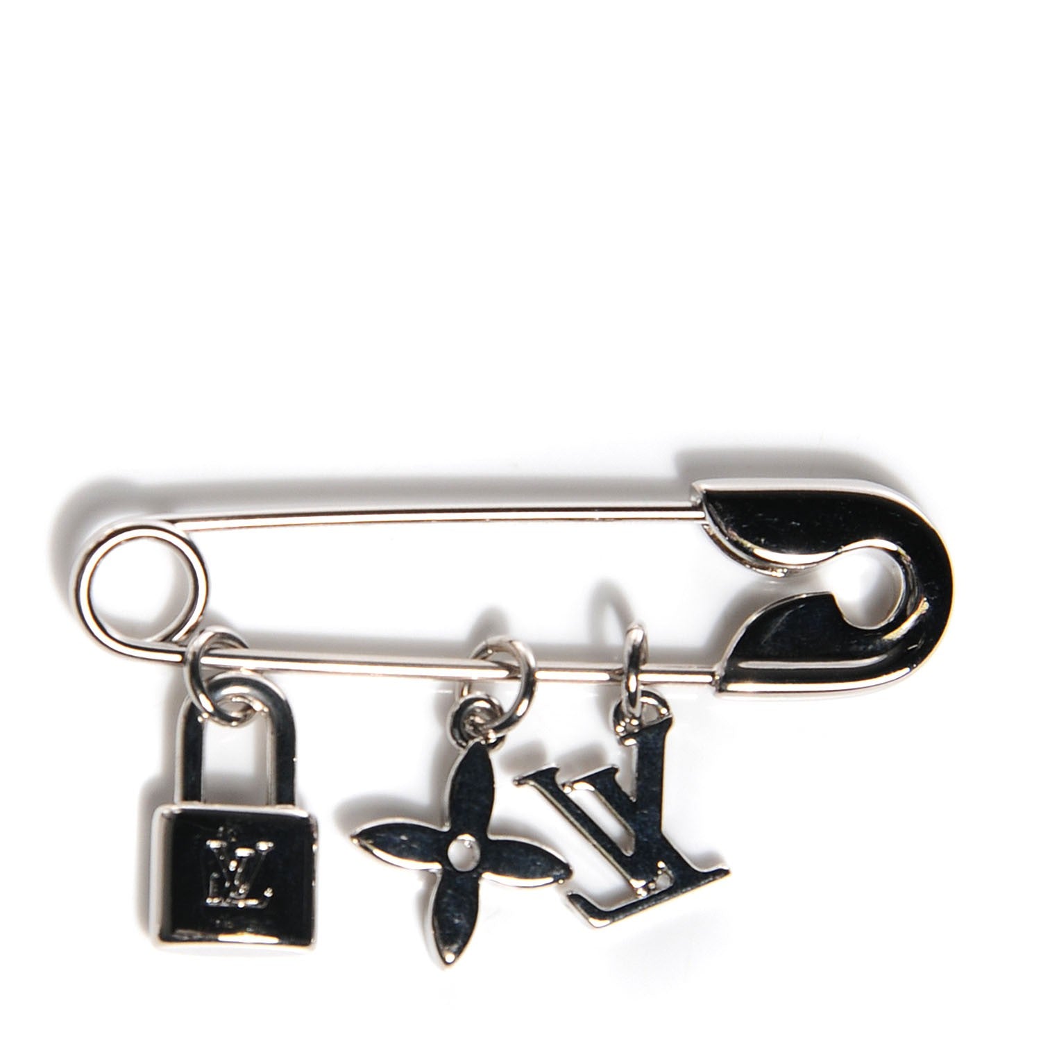 Louis Vuitton Charm Safety Pin Brooch Silver 4 of 4