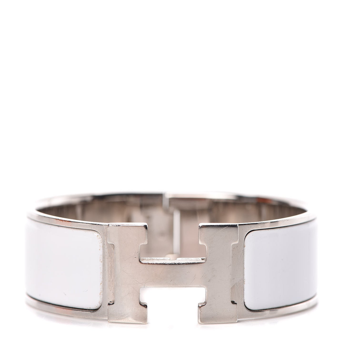 Enamel Wide Clic Clac H Bracelet PM White