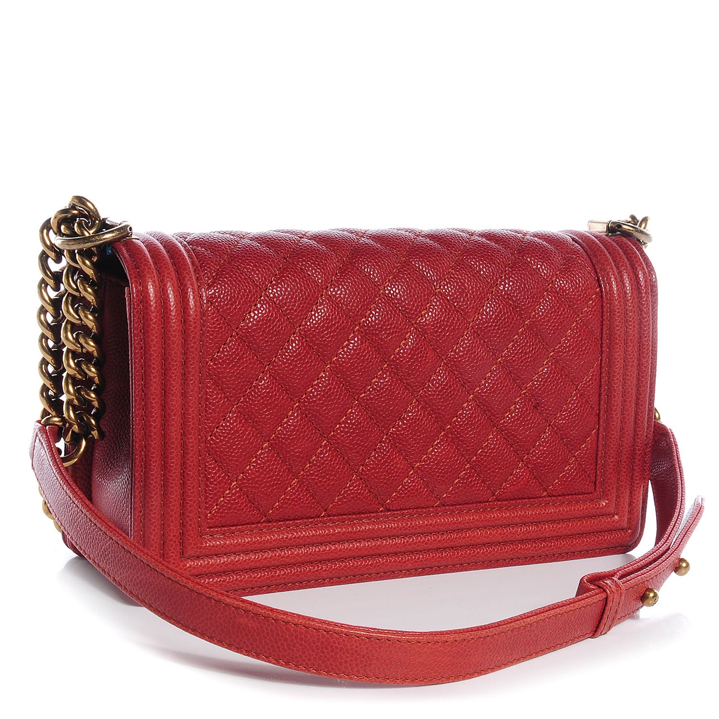 Caviar Medium Boy Flap Red