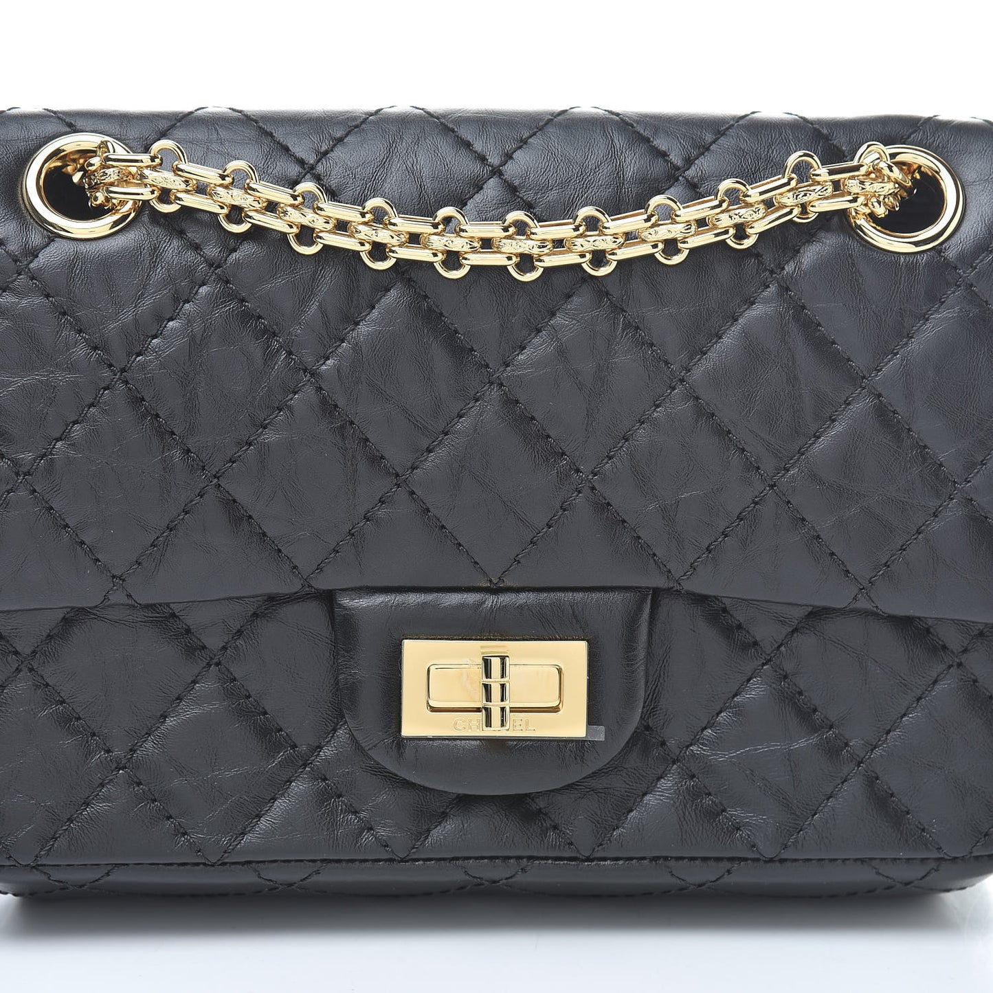 Aged Calfskin Quilted 2.55 Reissue Mini Flap Black