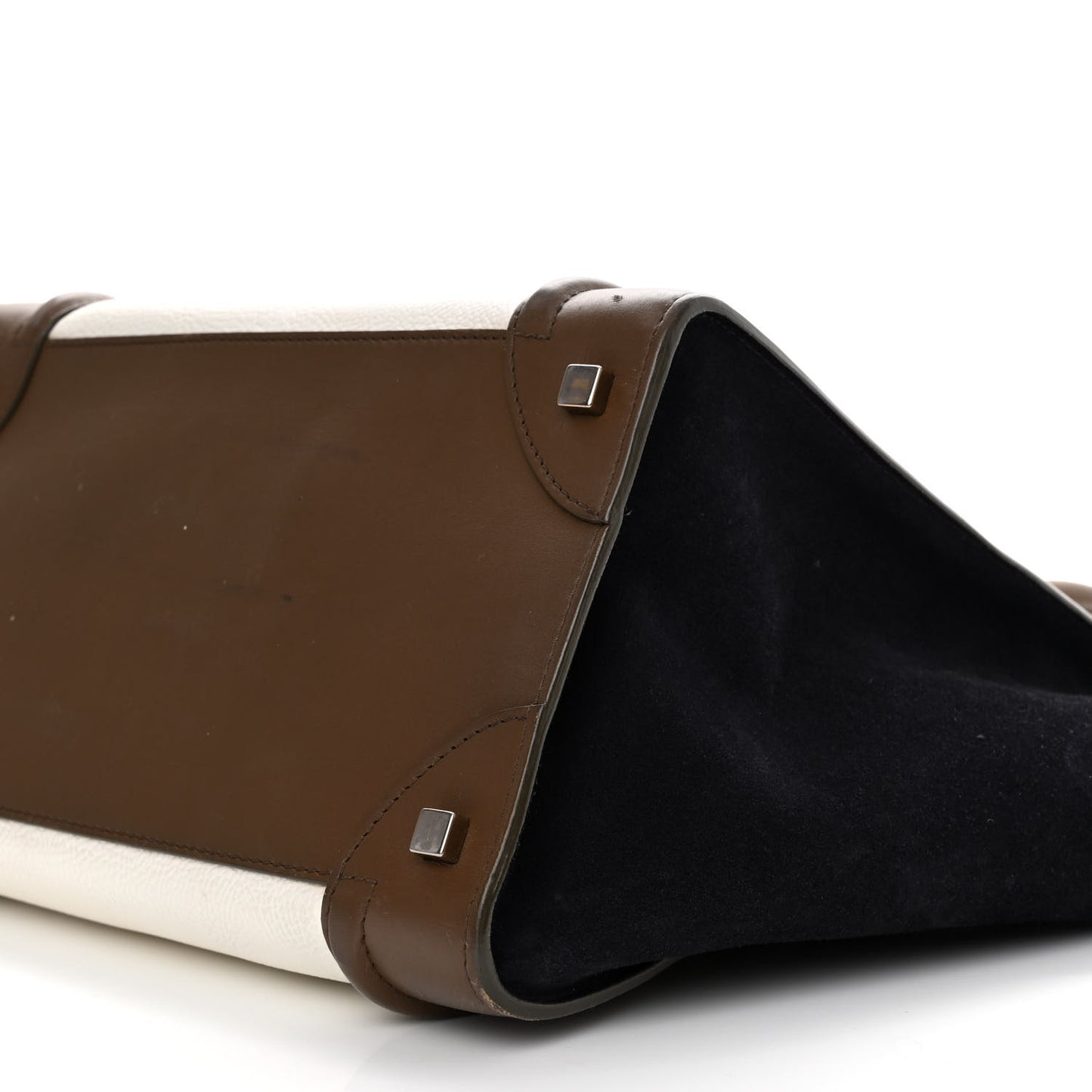 Textured Calfskin Suede Tri-color Mini Luggage Cream