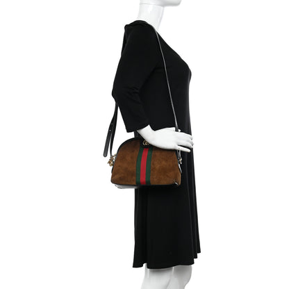Gucci Suede Patent Web Small Ophidia Dome Shoulder Bag Nocciola Black 2 of 10