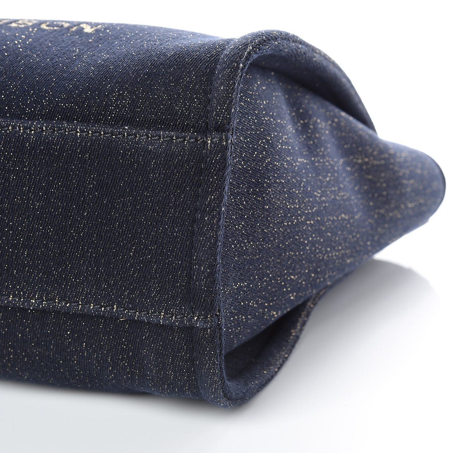 Lurex Canvas Small Deauville Tote Navy Blue Gold