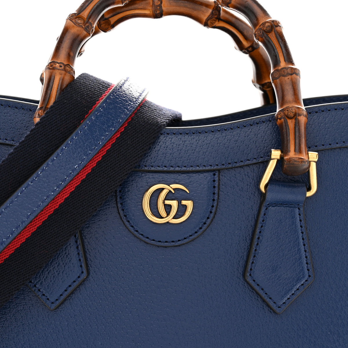 Textured Dollar Calfskin Web Small Diana Tote Bag Royal Crop