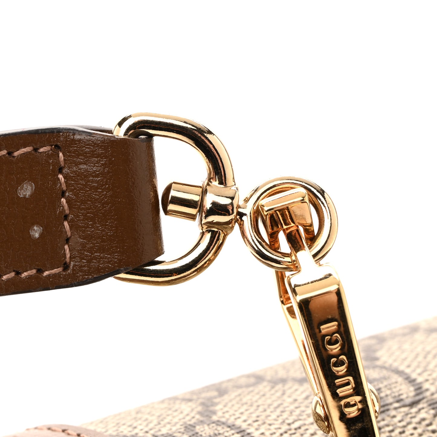 GG Supreme Monogram Web Mini Horsebit 1955 Shoulder Bag Beige Brown Sugar