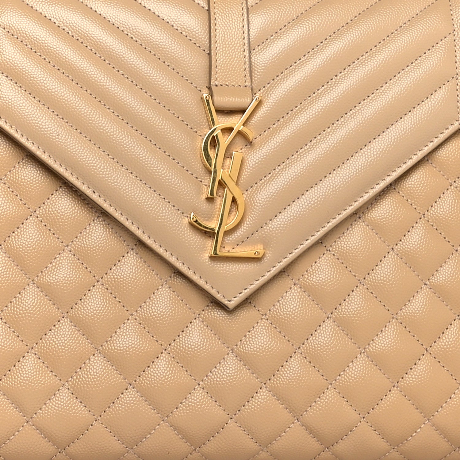 Saint Laurent Grain De Poudre Mixed Matelasse Large Triquilt Monogram Satchel Nude Powder 8 of 10