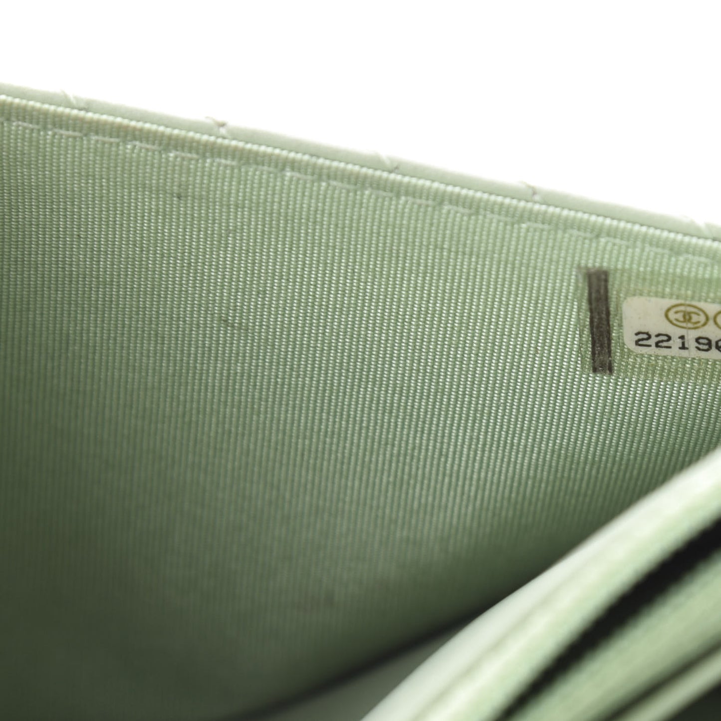 Lambskin Chevron Quilted Boy Wallet On Chain WOC Light Green