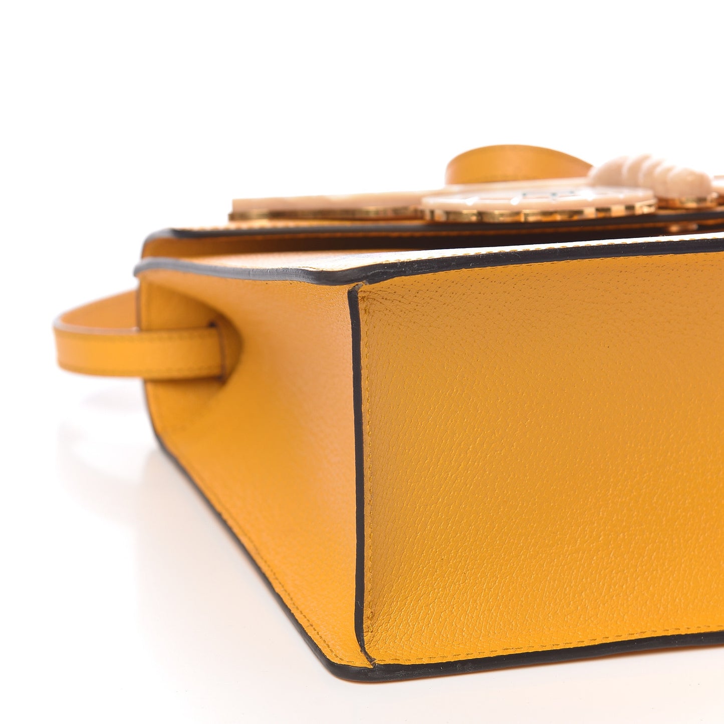 Textured Calfskin Bamboo Web Medium Falena Moth Top Handle Bag Crop