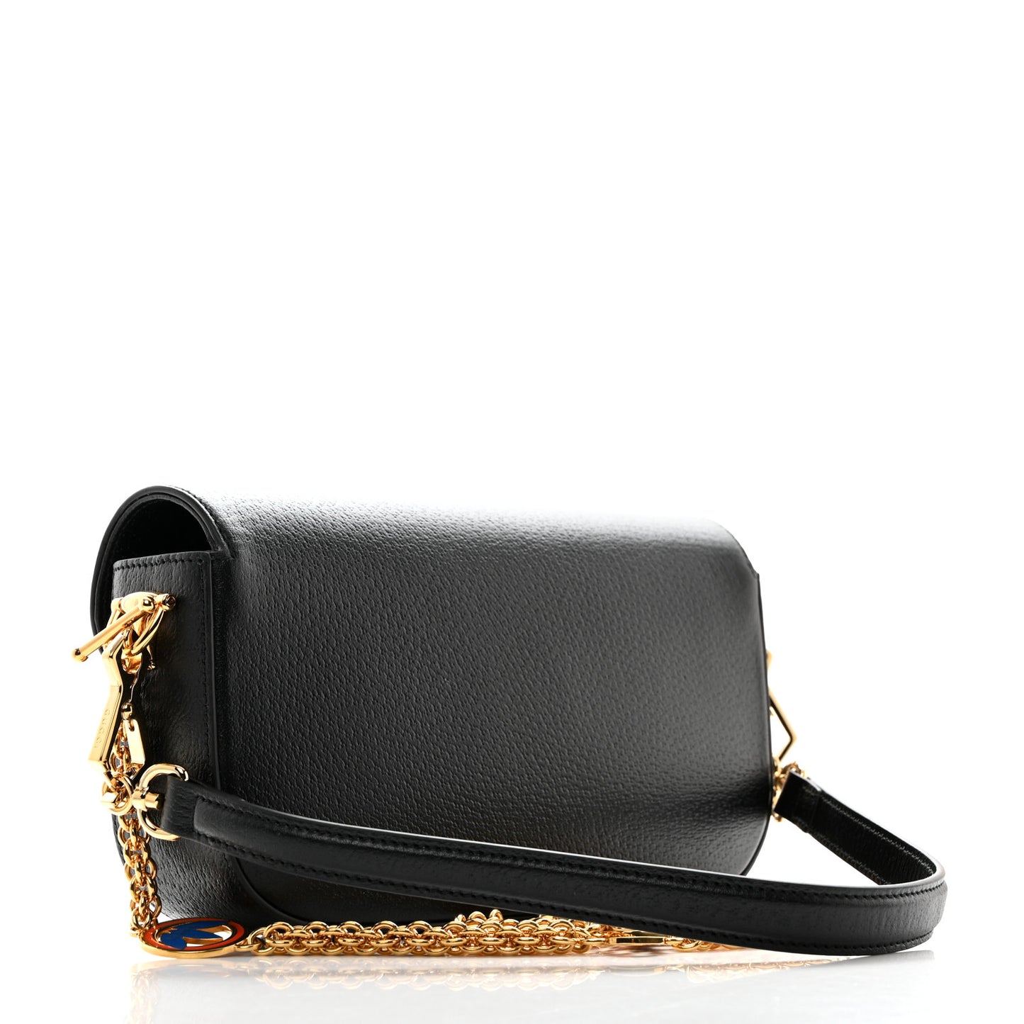 X ADIDAS Textured Dollar Calfskin Web Small Trefoil Horsebit 1955 Shoulder Bag Black Off White
