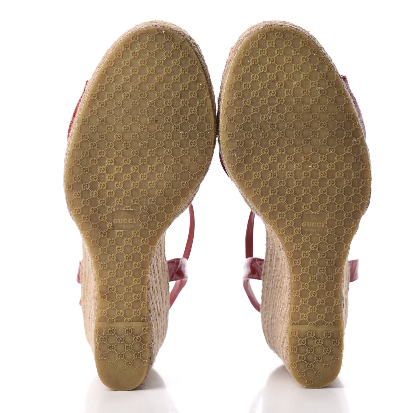 Patent Microguccissima Penelope Espadrille Wedge Sandals 38.5 Red