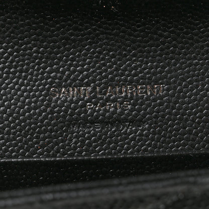 Saint Laurent Grain De Poudre Matelasse Chevron Small Monochrome Monogram Envelope Wallet Black Black 6 of 9