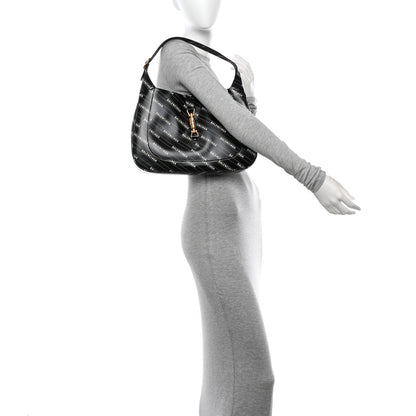 Gucci X BALENCIAGA Calfskin Logo Print Medium Jackie 1961 Hobo Black 2 of 11