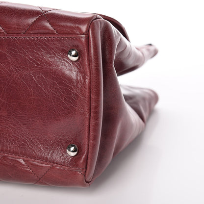 Chanel Glazed Calfskin Quilted Small CC Delivery Tote Burgundy 10 of 10