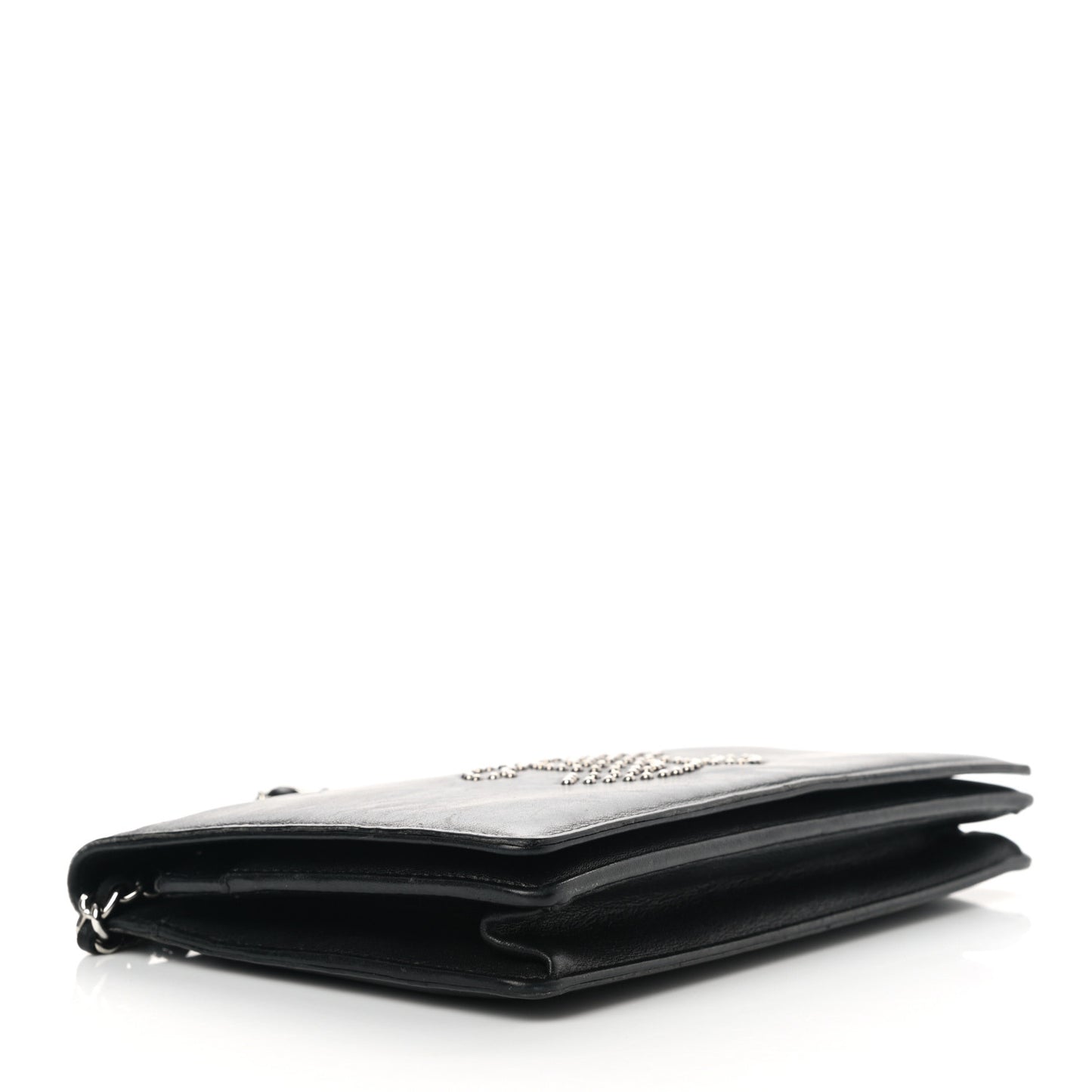 Lambskin Studded CC Wallet On Chain WOC Black