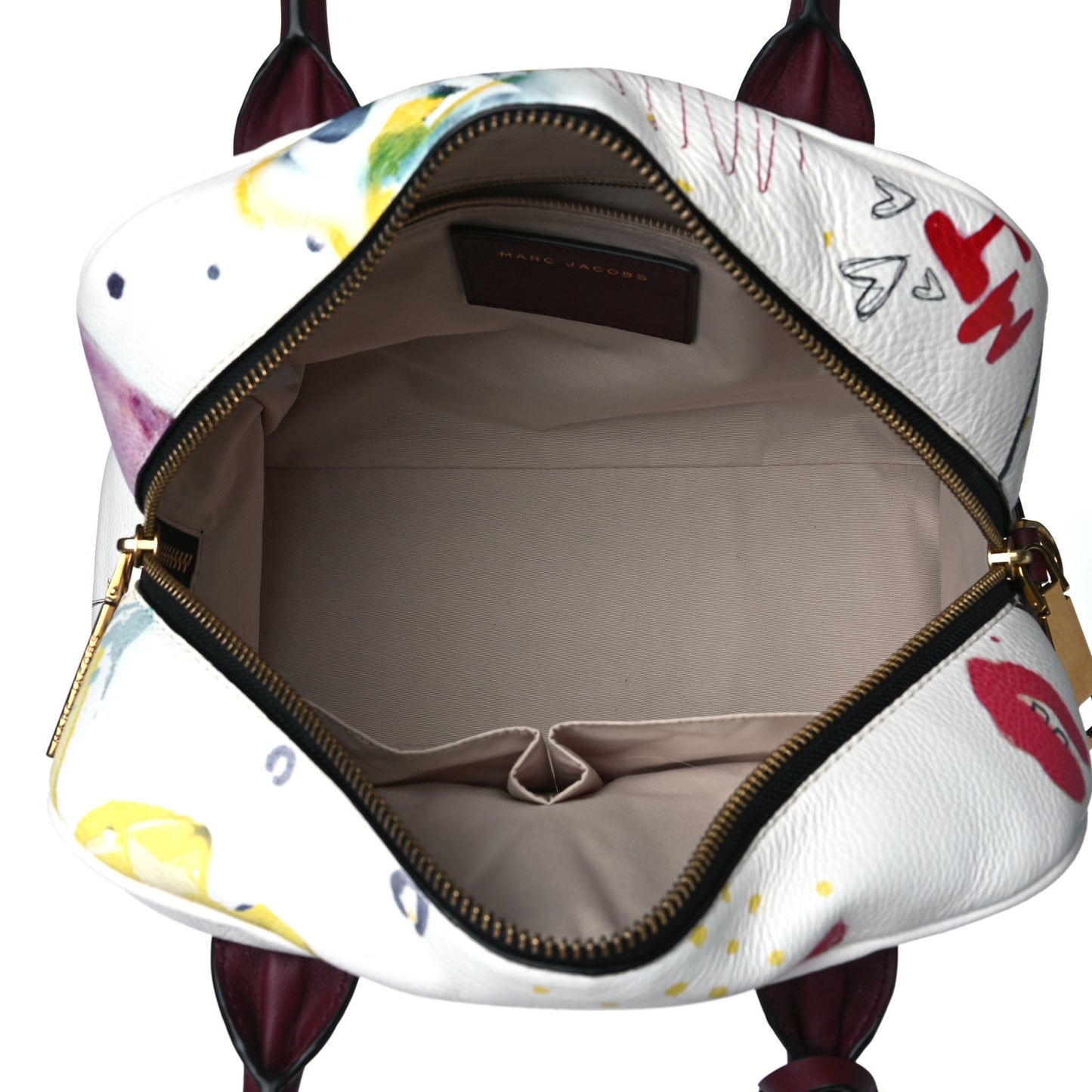 Calfskin Graffiti Satchel Bag Off White