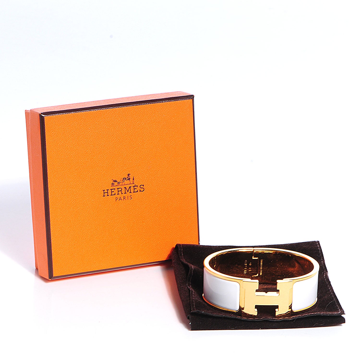 Hermes Enamel Wide Clic Clac H Bracelet PM White 3 of 4