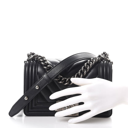 Chanel Calfskin Chevron Quilted Small Boy Flap Black 3 of 8