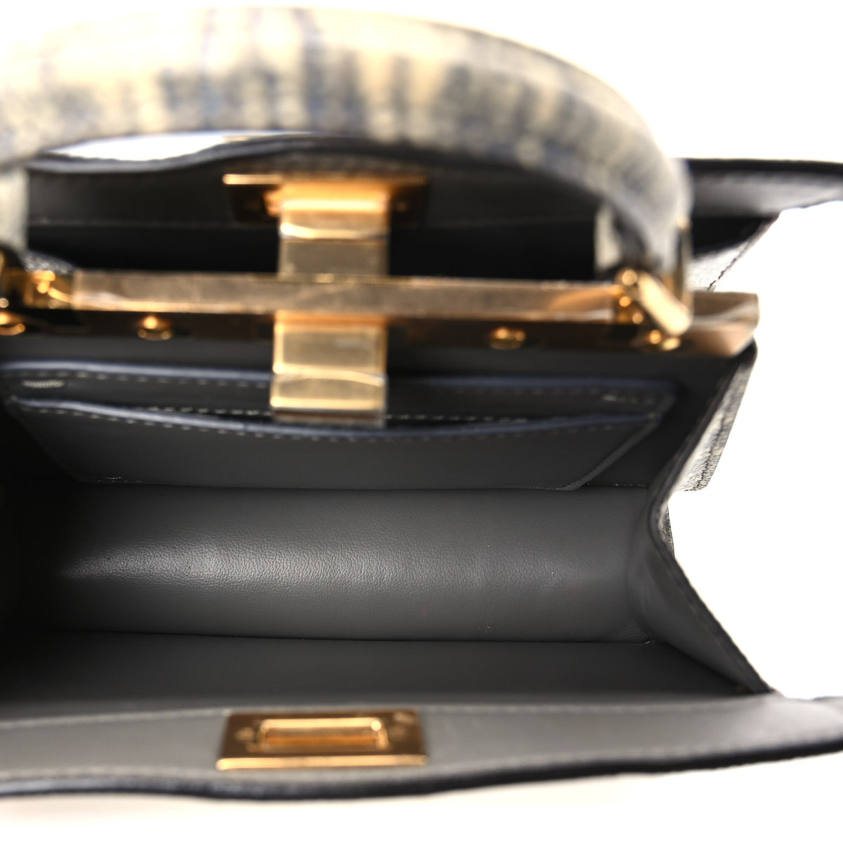 Fendi Lizard Togo Lucido Petite Peekaboo I SEE U Satchel Roccia 5 of 12