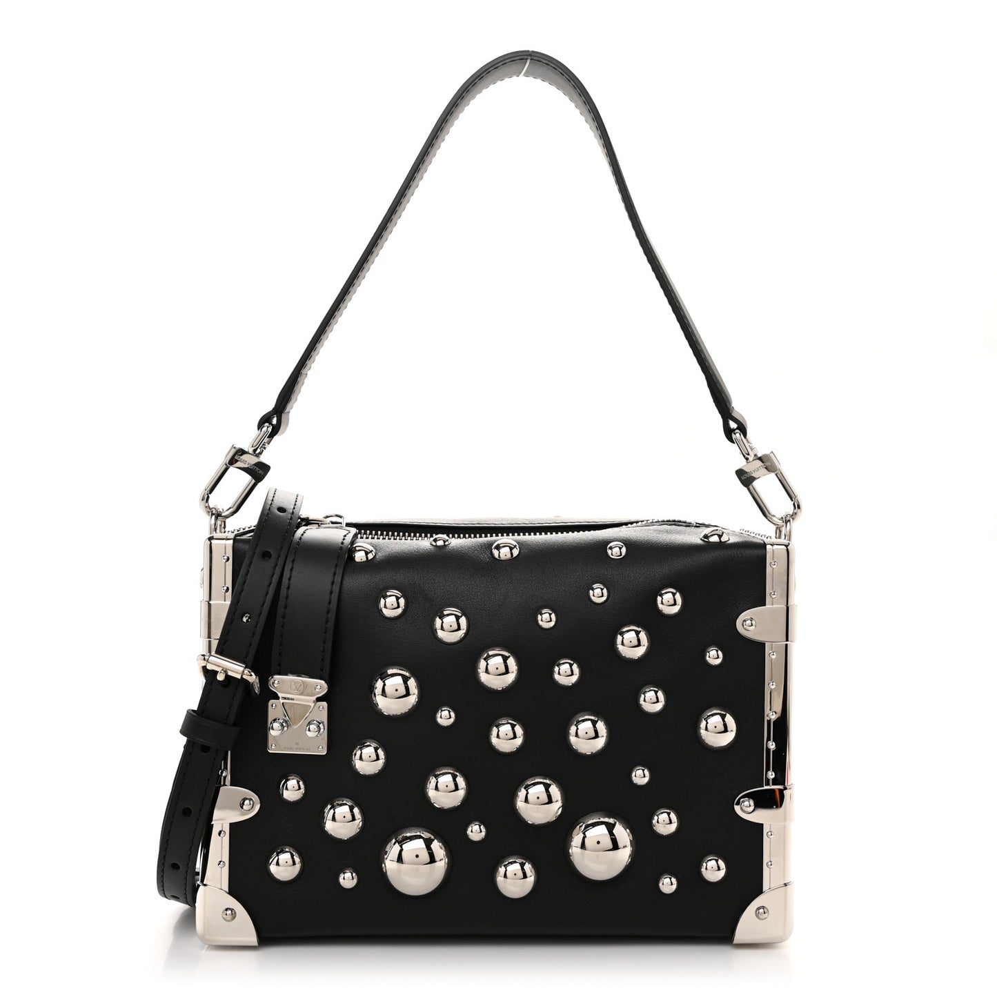 LV X YK Calfskin Brass Metal Dots Side Trunk Black