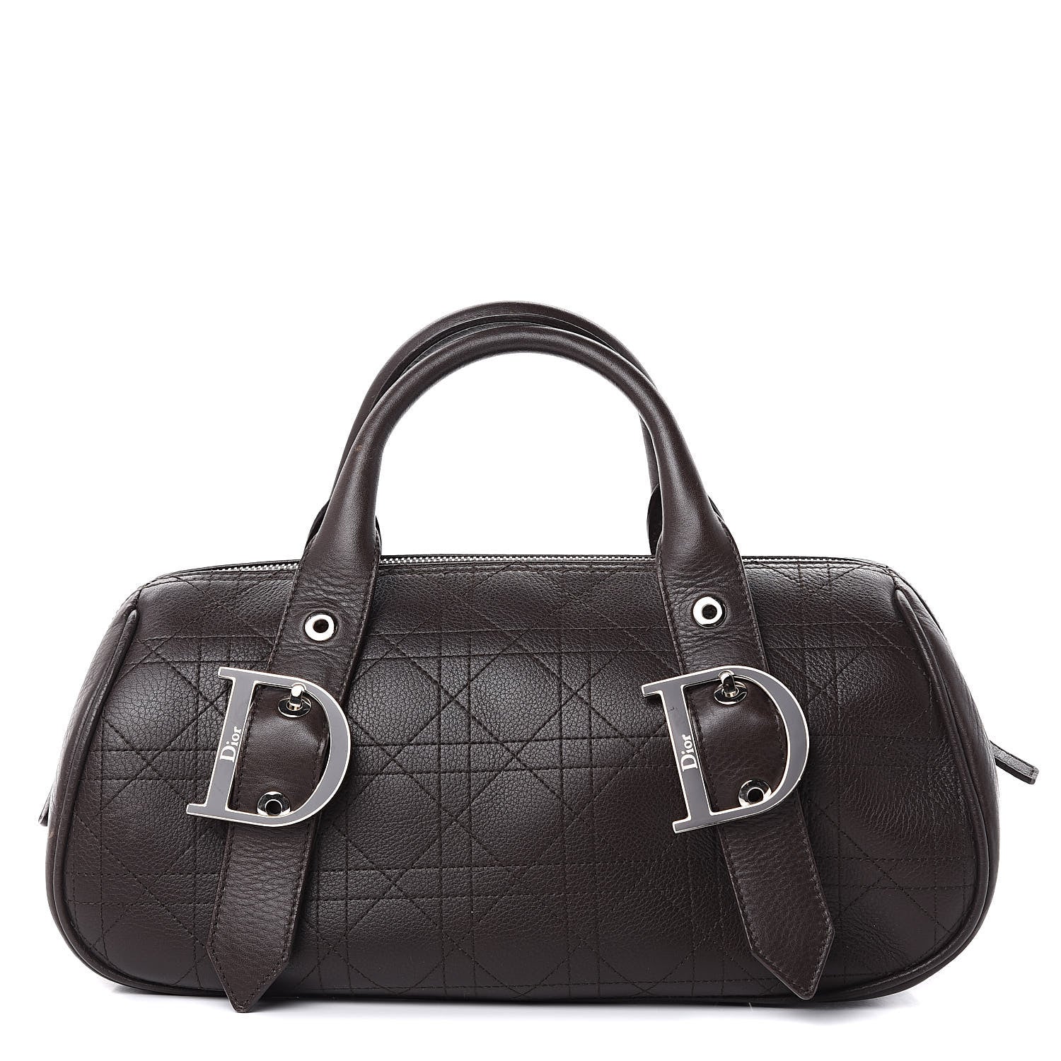 Christian Dior Calfskin Cannage Handbag Dark Brown 1 of 12