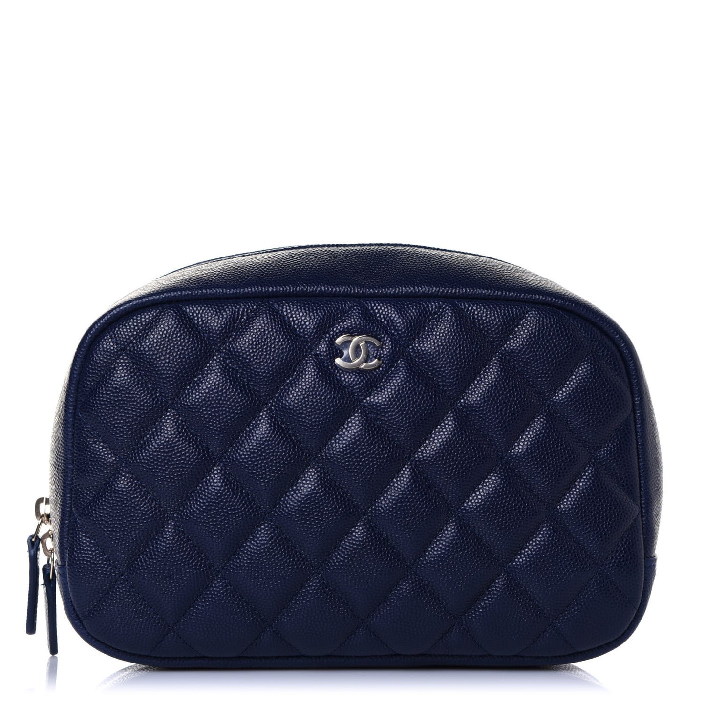Caviar Quilted Curvy Pouch Cosmetic Case Navy