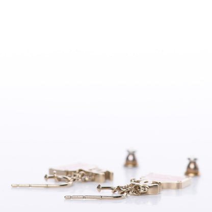 Chanel Enamel Rue Cambon CC Earrings Pink Gold 6 of 10