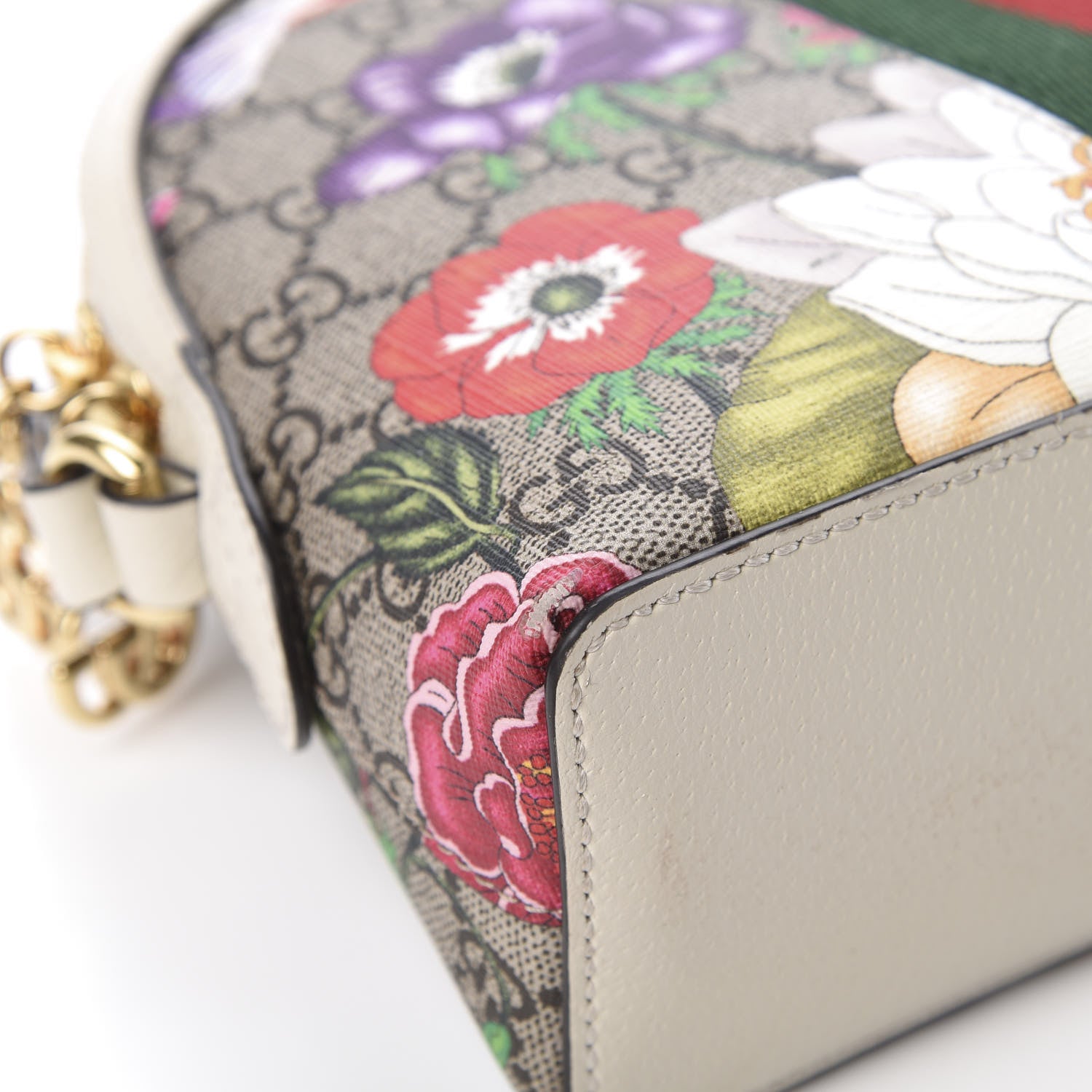 Gucci GG Supreme Monogram Flora Web GG Small Ophidia Dome Shoulder Bag White 9 of 14