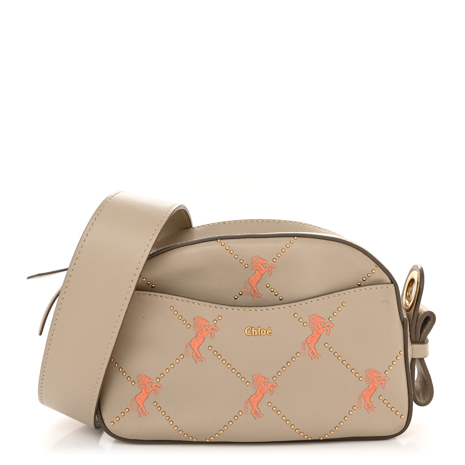 Chloe Smooth Calfskin Little Horses Embroidered Shoulder Bag Pastel Grey 1 of 13