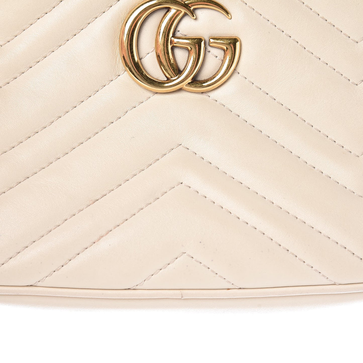 Calfskin Matelasse Mini GG Marmont Chain Shoulder Bag White