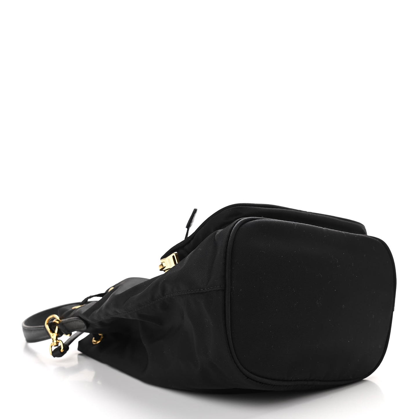 Saffiano Tessuto Nylon Mini Bucket Crossbody Bag Black