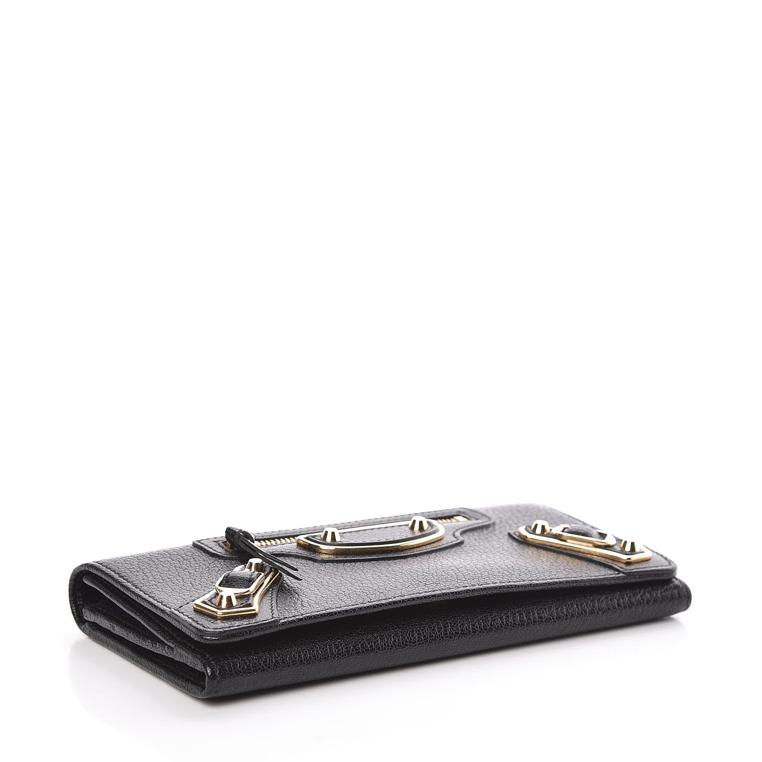 Balenciaga Chevre Gold Metallic Edge Hardware Money Wallet Black 4 of 7