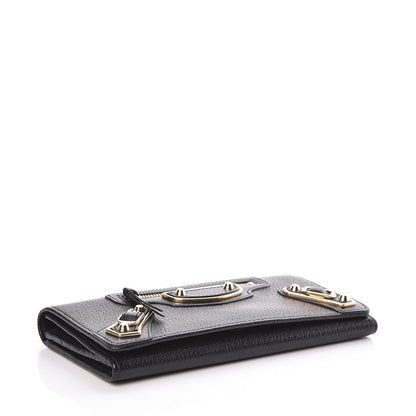 Balenciaga Chevre Gold Metallic Edge Hardware Money Wallet Black 4 of 7