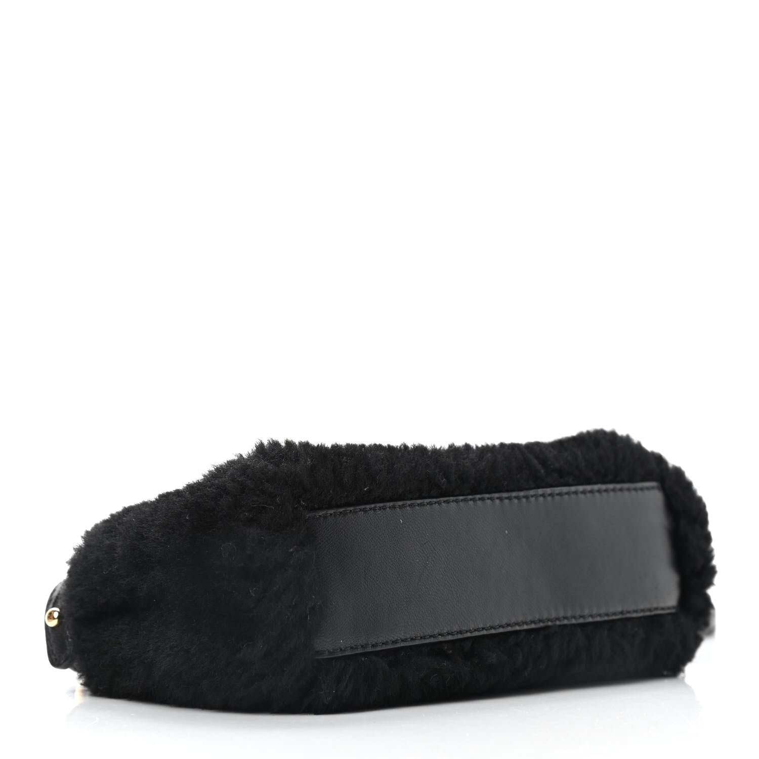 Fendi Shearling Shiny Nappa Micro Peekaboo Iconic Satchel Black 4 of 8