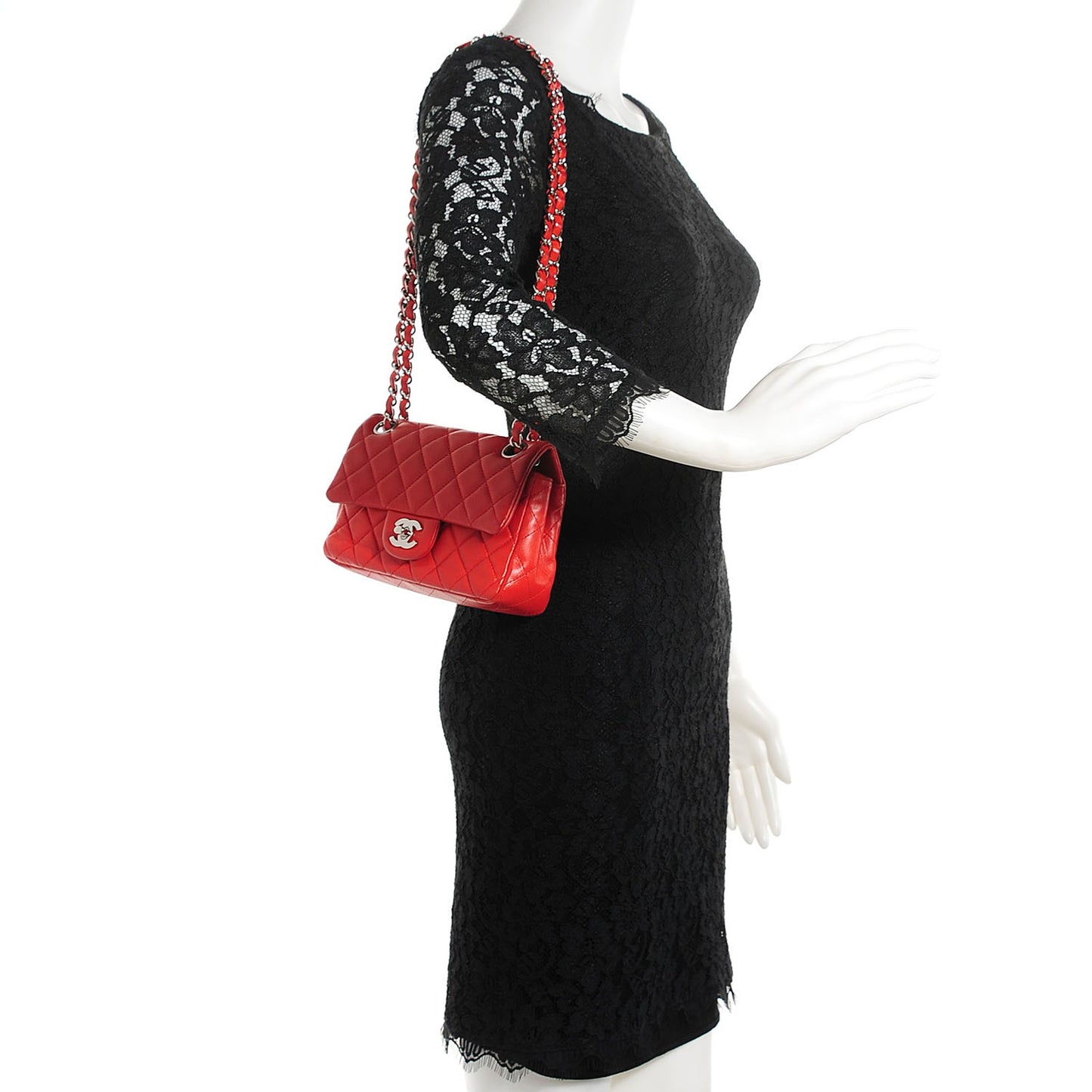 Lambskin Quilted Mini Rectangular Flap Red