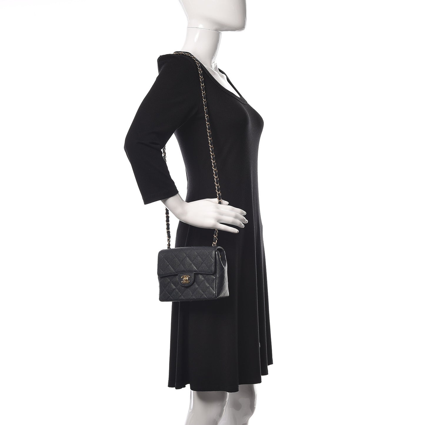 Caviar Quilted Mini Square Flap Navy