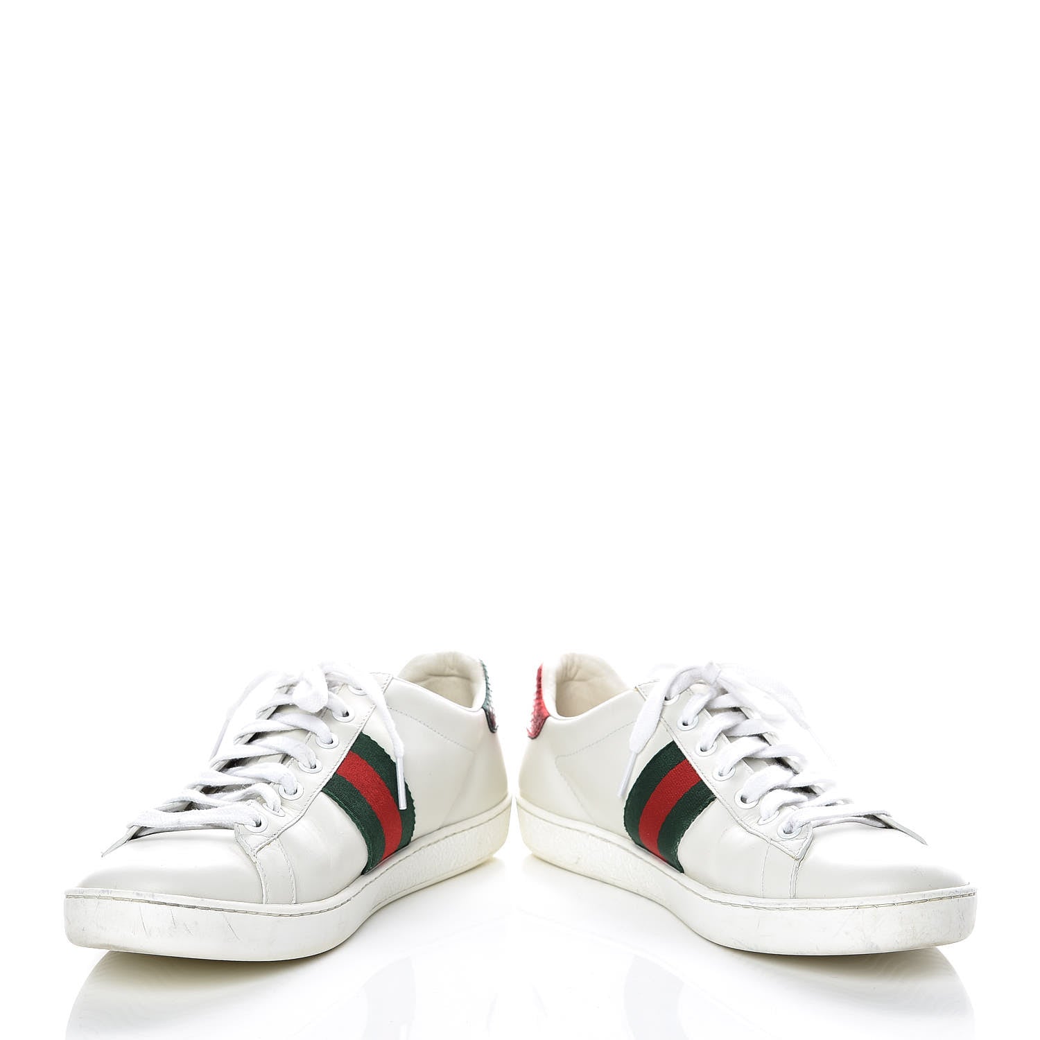 Gucci Calfskin Ayers Bee Embroidered Ace Sneakers 38.5 White Green 5 of 27