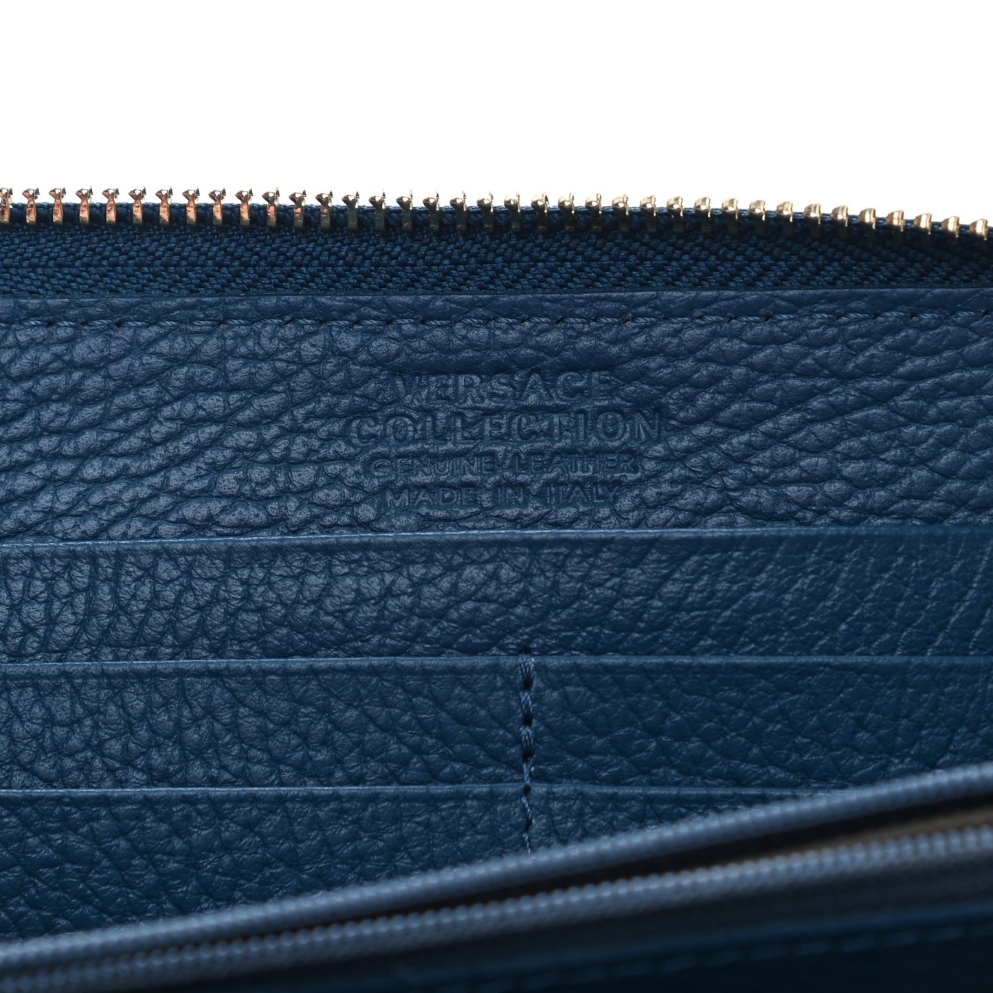 Calfskin Zip Around Continental Wallet Blue