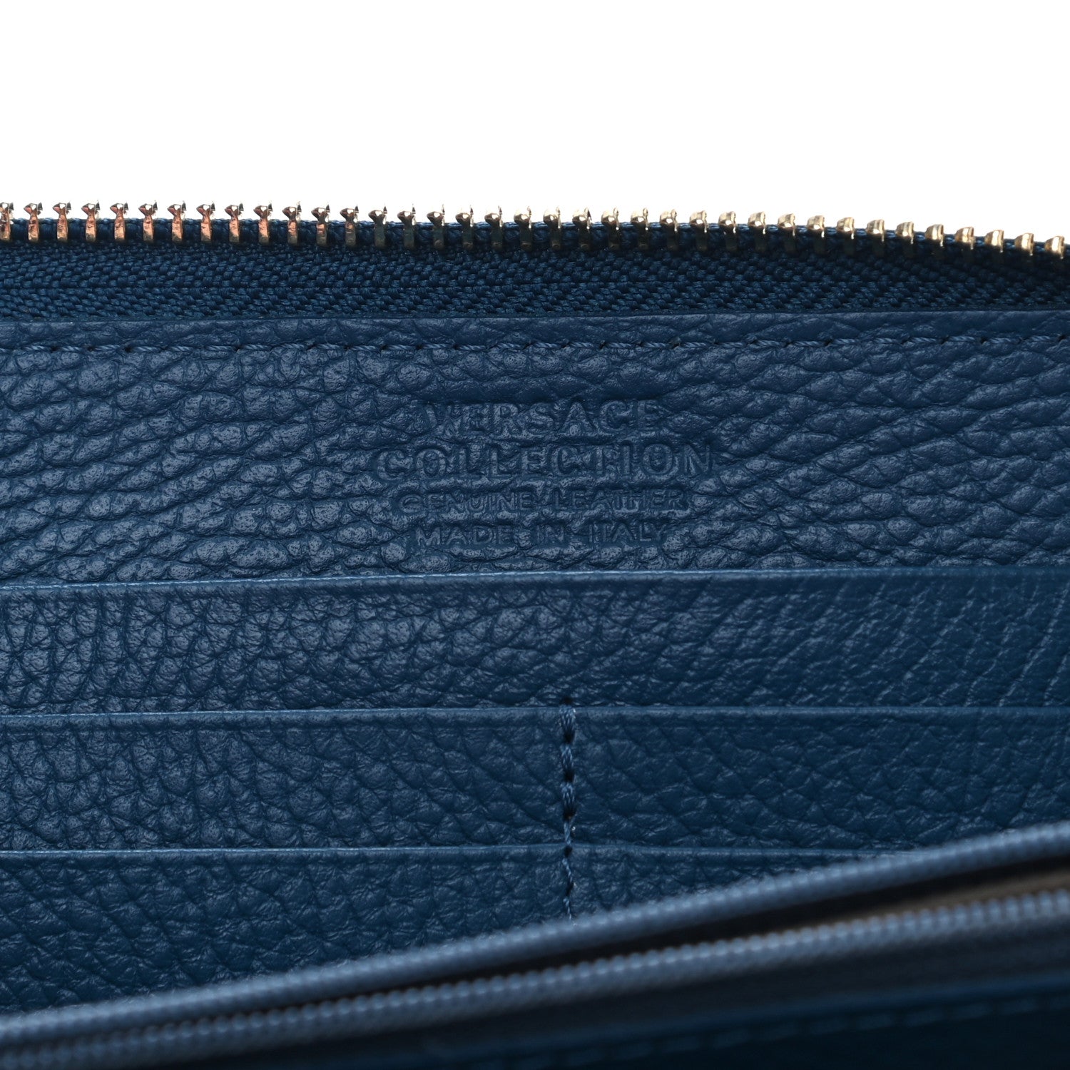 Versace Calfskin Zip Around Continental Wallet Blue 7 of 7