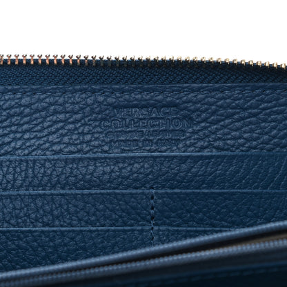 Versace Calfskin Zip Around Continental Wallet Blue 7 of 7