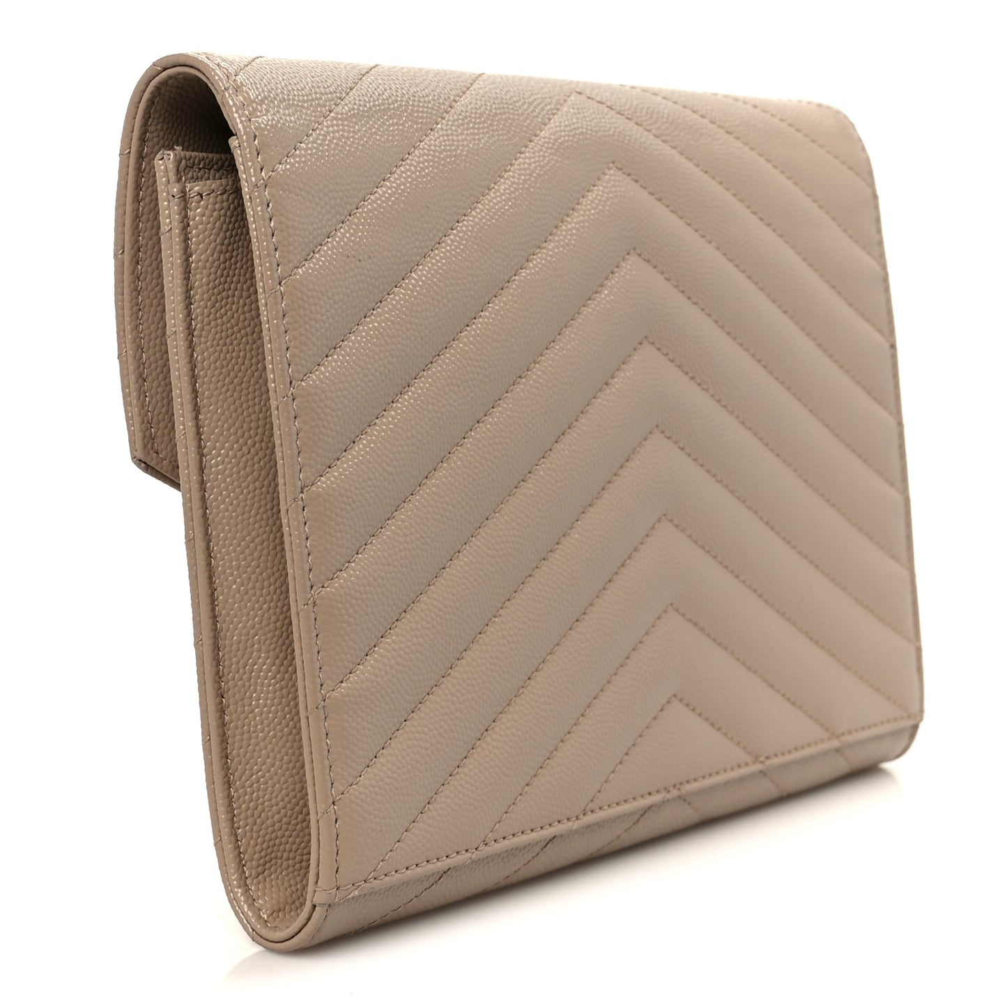 Grain De Poudre Matelasse Chevron Monogram Envelope Clutch Dark Beige