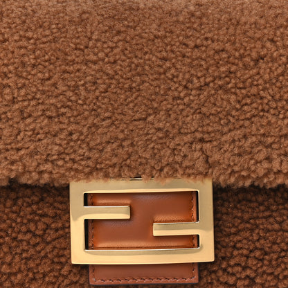 Fendi Shearling Lambskin Midi Chain Baguette Caramello 8 of 11