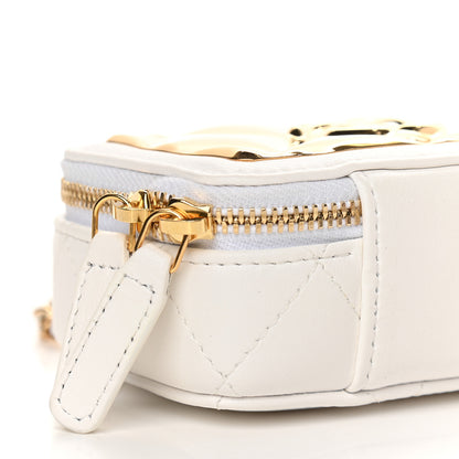 Chanel Lambskin Quilted Mini Golden Plate Clutch With Chain White 7 of 8
