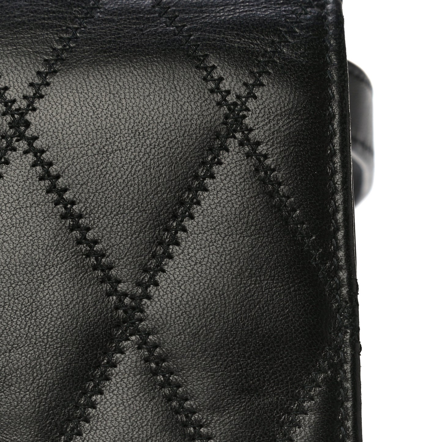 Lambskin Diamond Quilted Monogram Angie Chain Bag Black