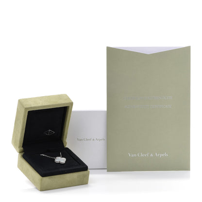 Van Cleef & Arpels 18K White Gold Mother of Pearl Vintage Alhambra Pendant Necklace 6 of 6