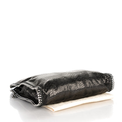 Stella McCartney Metallic Faux Snakeskin Small Falabella Fold Over Tote Black 4 of 7