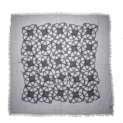 Gucci Modal Wool Hildash Square Shawl Zinc Medium Grey 3 of 5