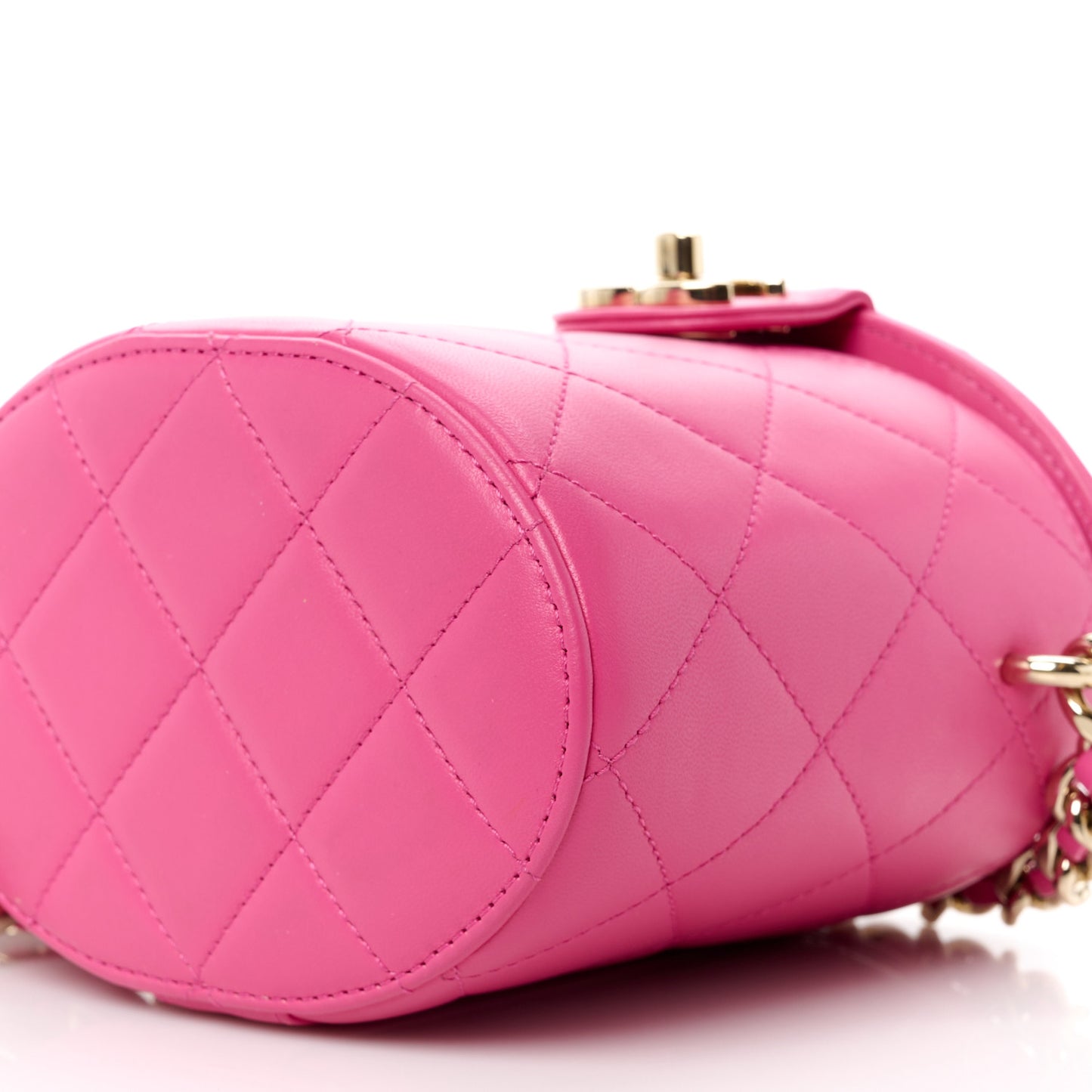 Lambskin Resin Elegant Chain Vanity Case Dark Pink
